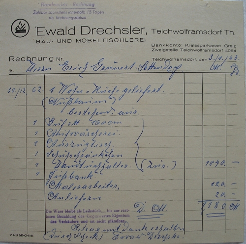 Ewald Drechsler, Bau-und Möbeltischlerei Teichwolframsdorf